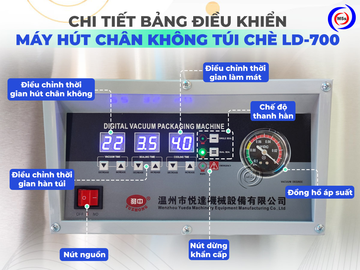 Bảng điều khiển máy hút chân không túi tui trà LD-700 Bảng điều khiển máy hút chân không túi tui trà LD-700