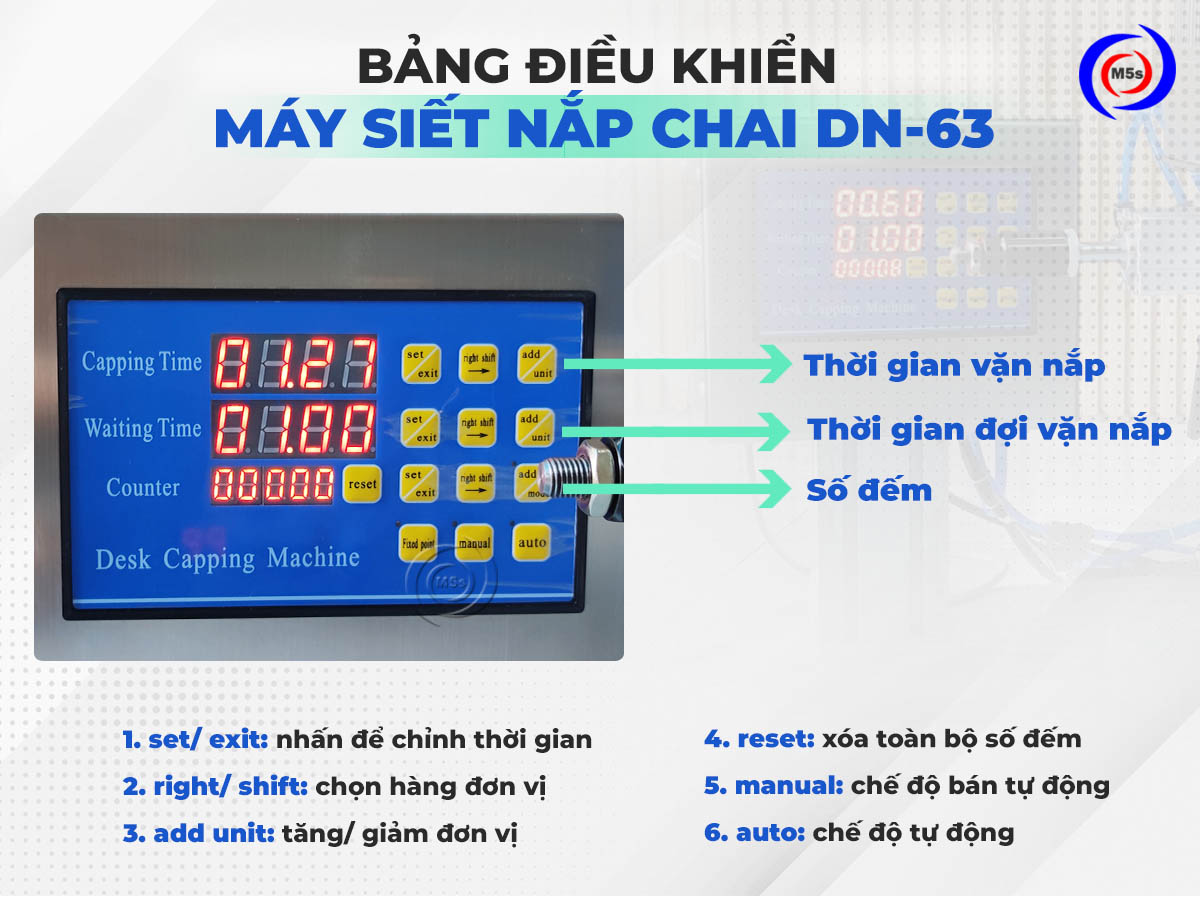 bảng điều khiển máy siết nắp chai bán tự động DN-63