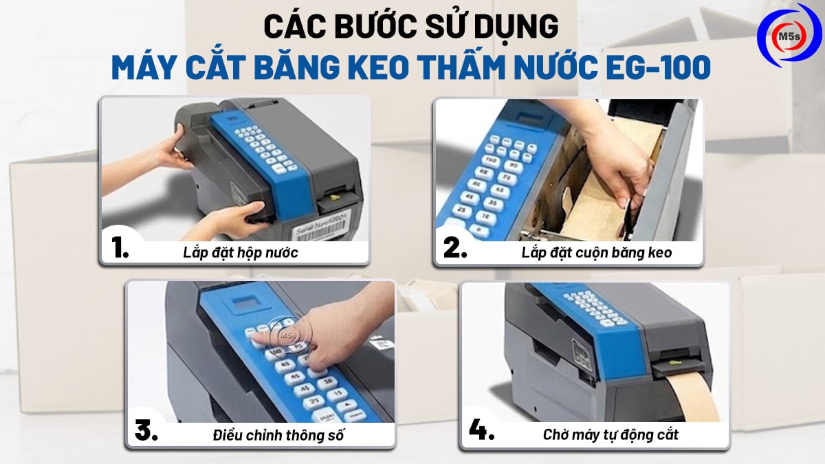 các bước sử dụng máy cắt băng keo EG-100 các bước sử dụng máy cắt băng keo EG-100