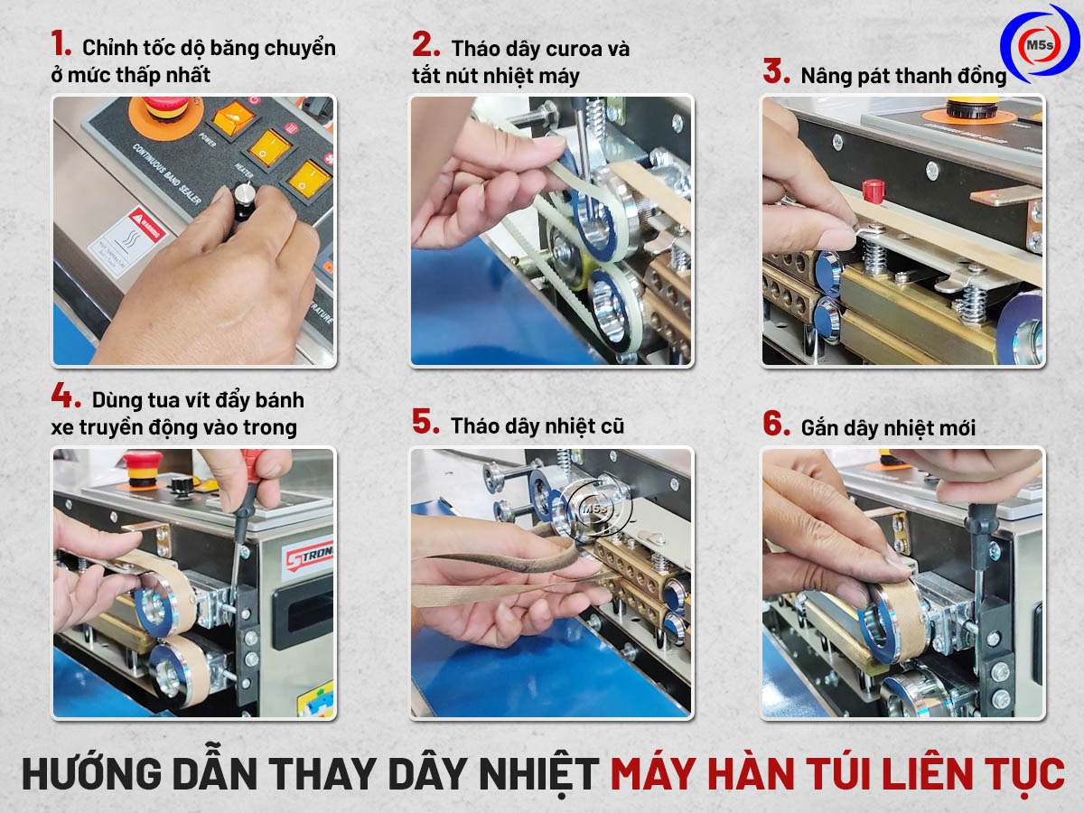 các bước thay dây nhiệt máy hàn miệng túi liên tục các bước thay dây nhiệt máy hàn miệng túi liên tục