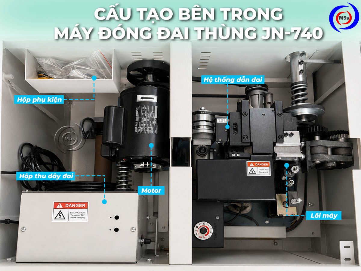 Cấu tạo bên trong của máy đóng đai thùng JN-740 Cấu tạo bên trong của máy đóng đai thùng JN-740
