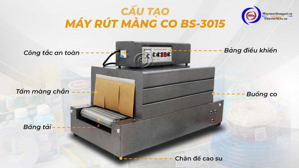 Cấu tạo máy rút màng co BS 3015 Cấu tạo máy rút màng co BS 3015