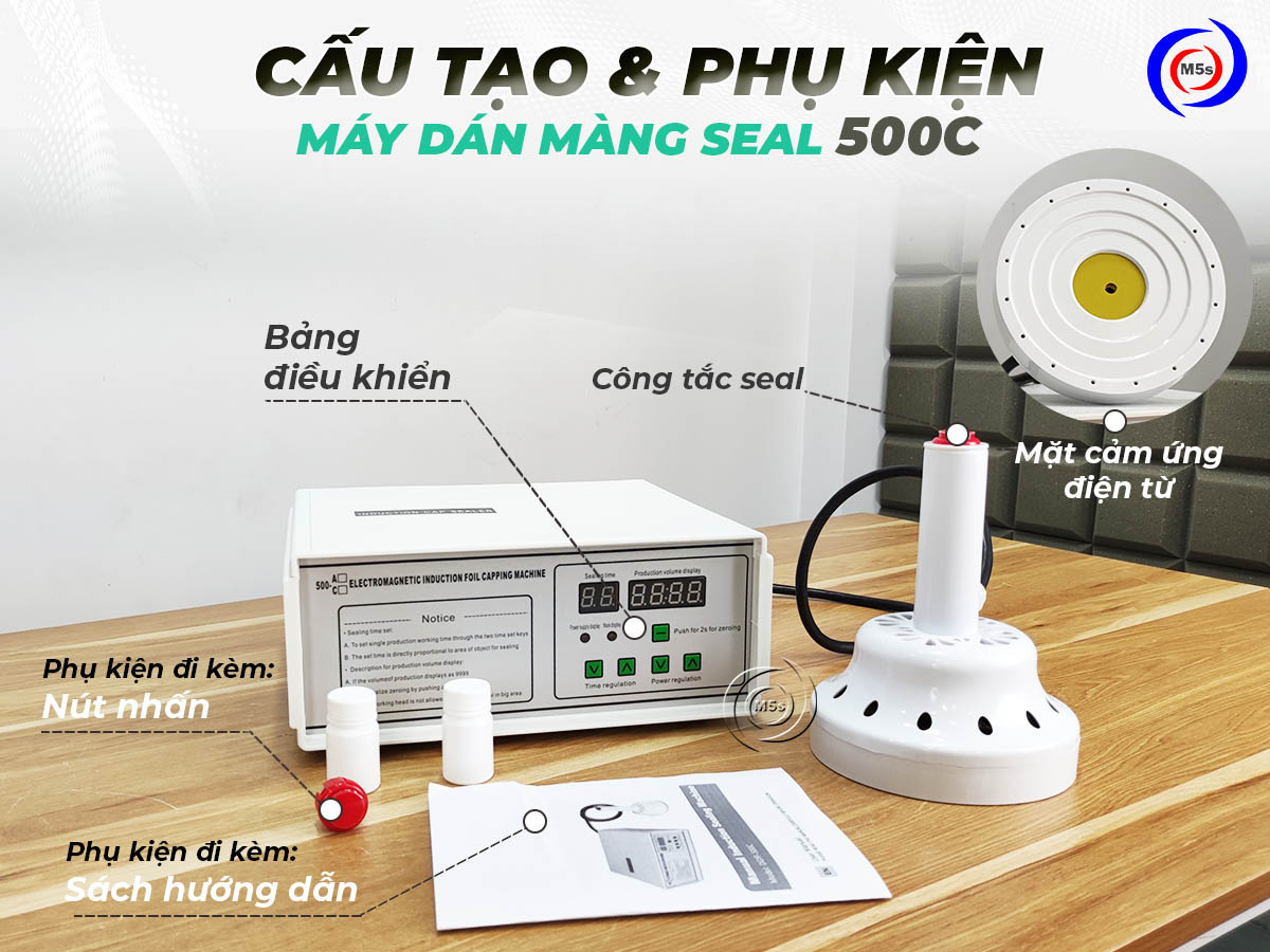 Máy dán màng seal 500c - Đường kính seal 130 mm