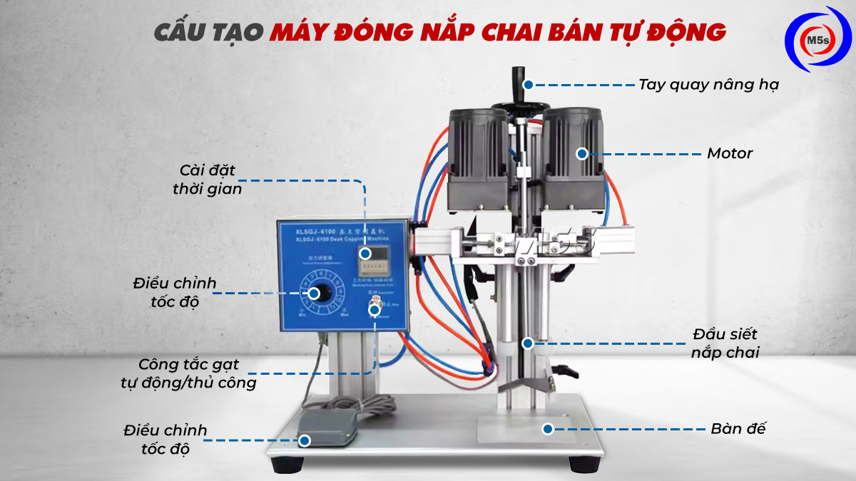 cấu tạo máy đóng nắp chai bán tự động cấu tạo máy đóng nắp chai bán tự động