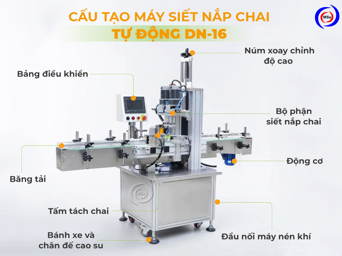 cấu tạo chính máy đóng nắp chai tự động DN-16