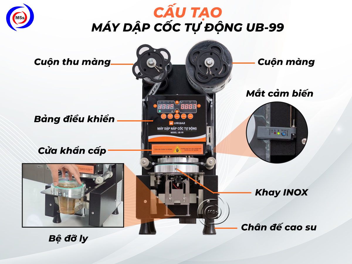 Máy ép miệng ly giấy tự động Unibar UB-99 Máy ép miệng ly giấy tự động Unibar UB-99