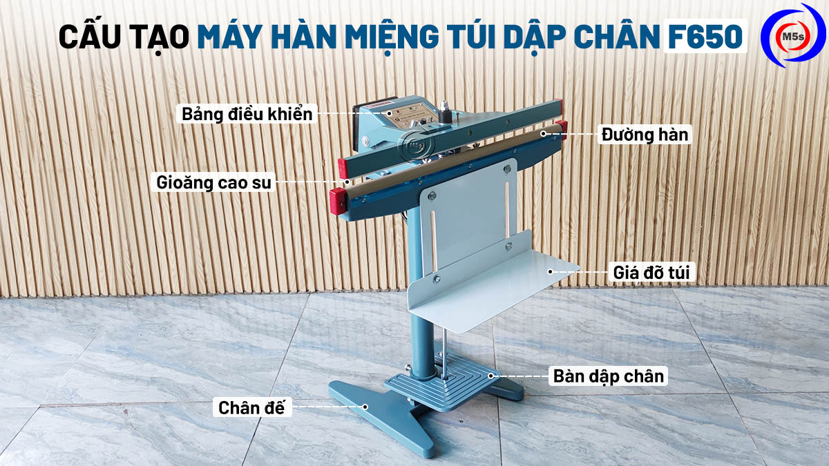Cấu tạo máy hàn miệng túi dập chân F-650 Cấu tạo máy hàn miệng túi dập chân F-650