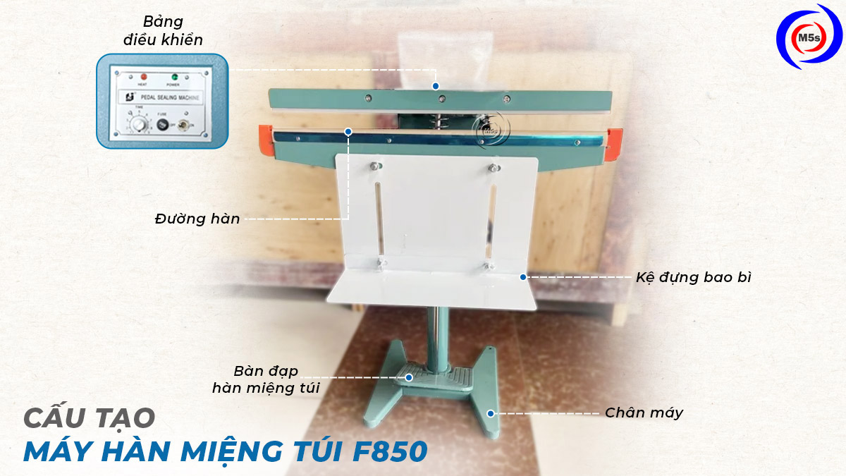 Cấu tạo máy ép miệng túi đạp chân F-850 Cấu tạo máy ép miệng túi đạp chân F-850
