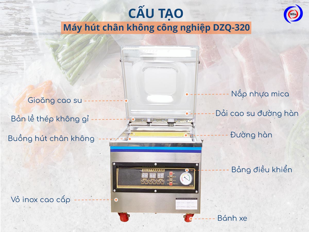 Cấu tạo máy hút chân không để bàn DZQ-320 Cấu tạo máy hút chân không để bàn DZQ-320