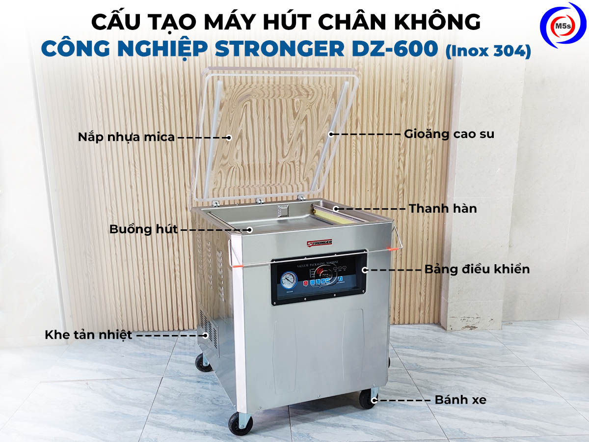 Cấu tạo máy hút chân không DZ-500 inox 304 Cấu tạo máy hút chân không DZ-500 inox 304