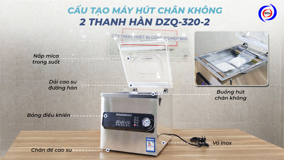 Cấu tạo máy hút chân không công nghiệp DZQ320-2 Cấu tạo máy hút chân không công nghiệp DZQ320-2