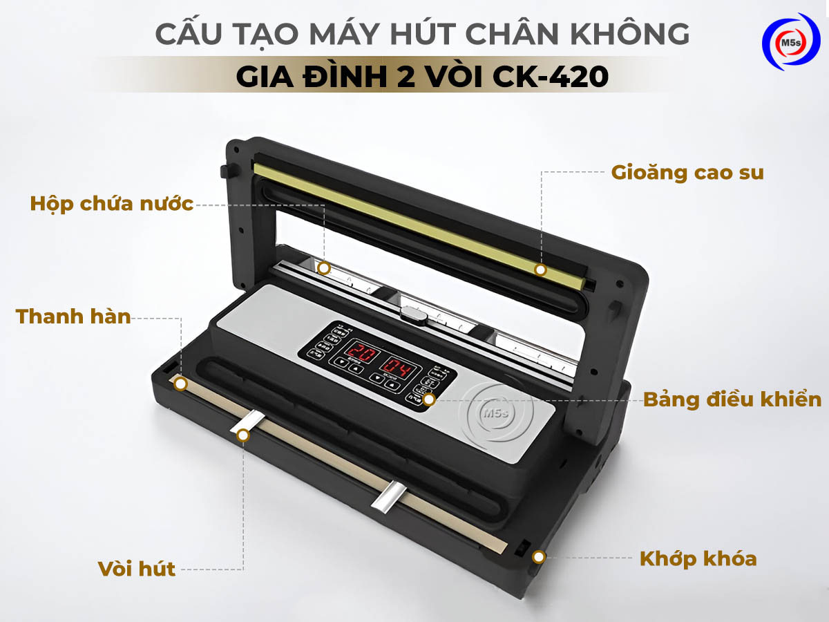 Cấu tạo máy hút chân không thực phẩm 2 vòi CK-420 Cấu tạo máy hút chân không thực phẩm 2 vòi CK-420