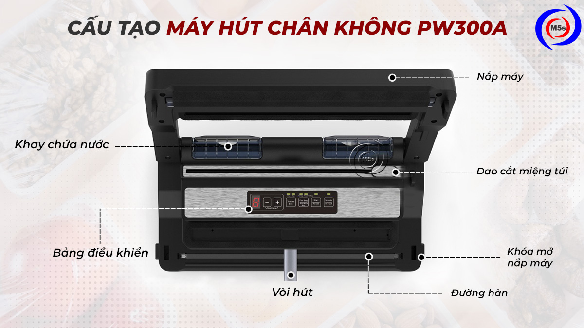 Cấu tạo máy đóng gói hút chân không mini PW300A Cấu tạo máy đóng gói hút chân không mini PW300A
