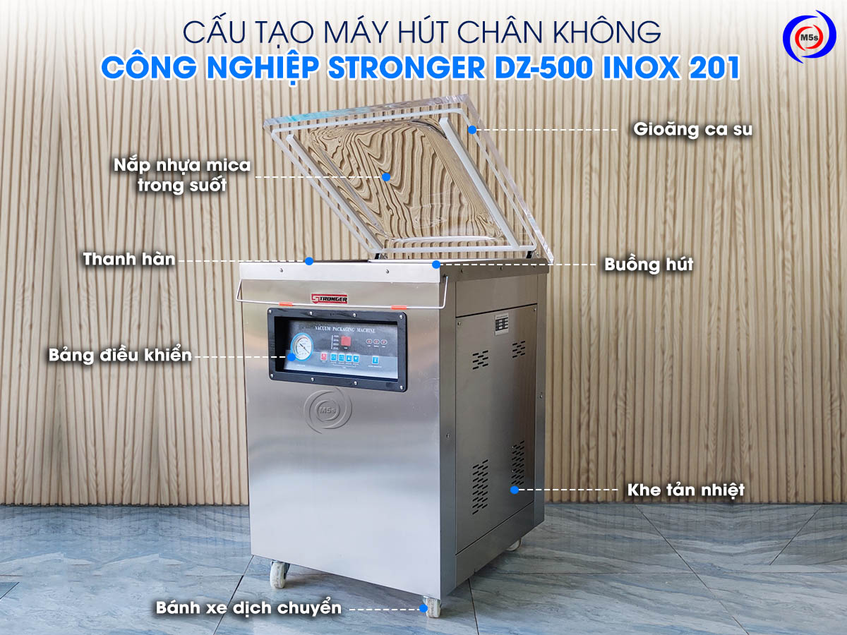 Cấu tạo máy hút chân không Stronger DZ-500 inox 201 Cấu tạo máy hút chân không Stronger DZ-500 inox 201
