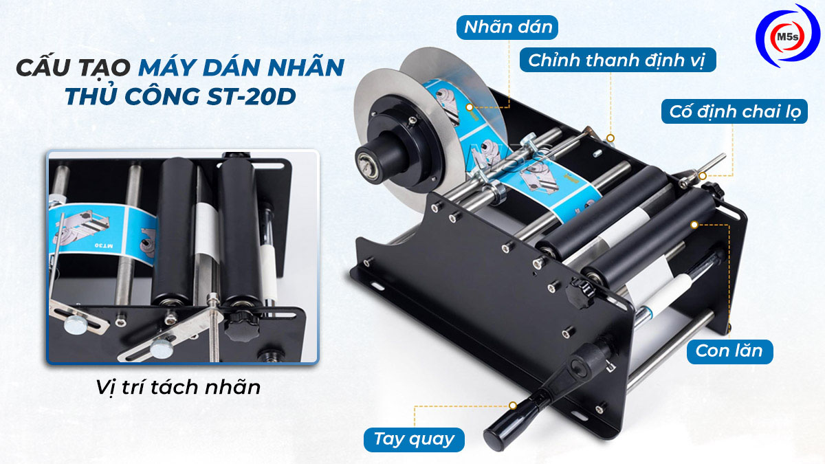 Cấu tạo máy dán nhãn chai tròn thủ công ST-20D Cấu tạo máy dán nhãn chai tròn thủ công ST-20D
