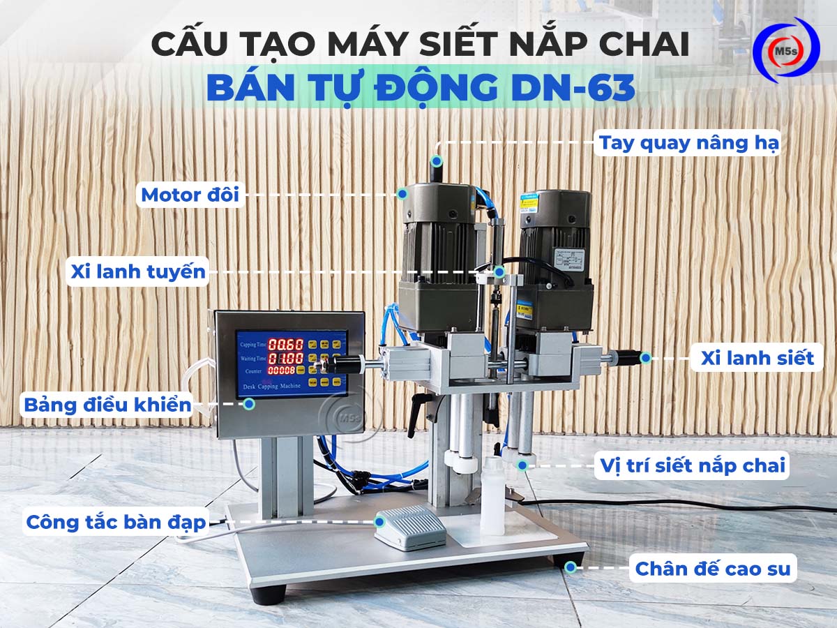 cấu tạo máy siết nắp chai bán tự động DN-63 cấu tạo máy siết nắp chai bán tự động DN-63