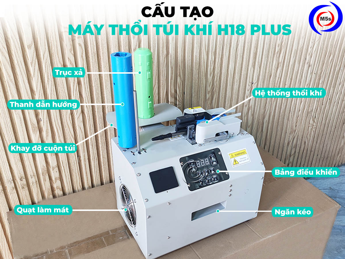 Cấu tạo máy máy làm túi đệm khí H18 Plus Cấu tạo máy máy làm túi đệm khí H18 Plus