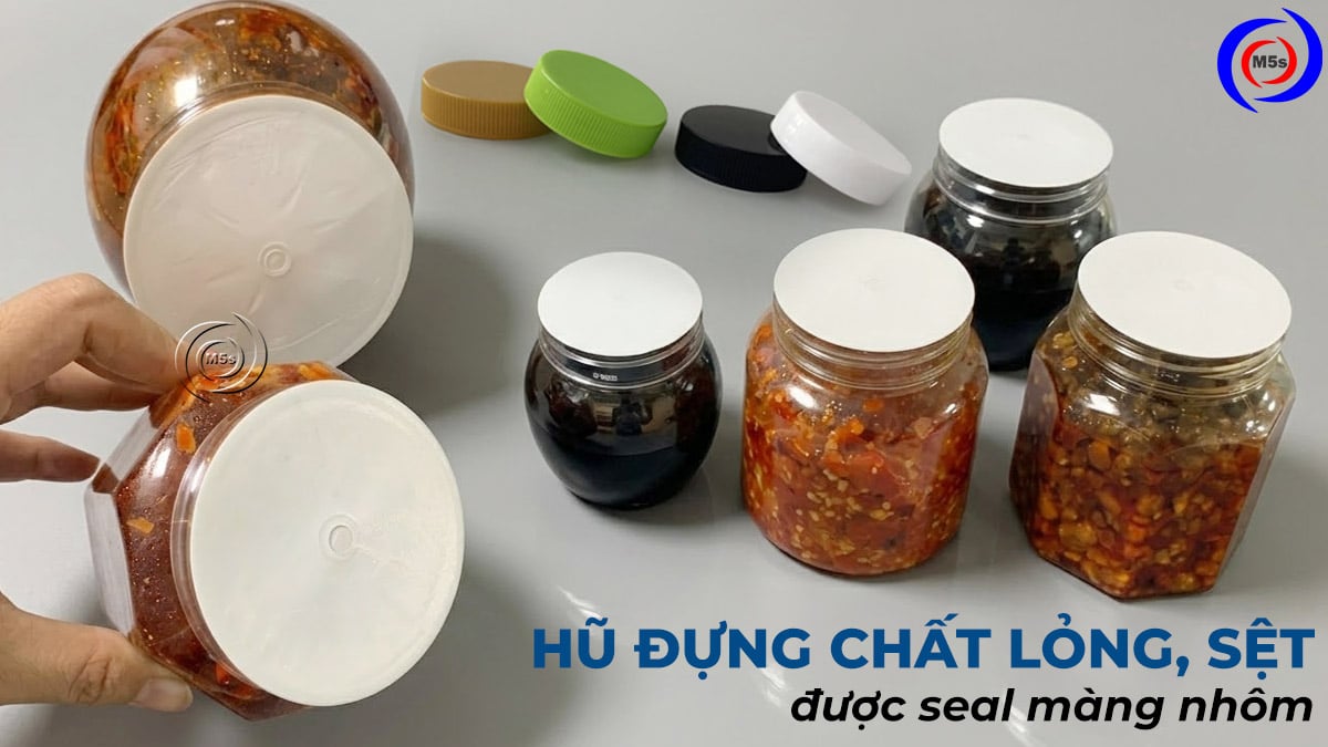Chai nhựa đựng chất lỏng dán màng seal nhôm Chai nhựa đựng chất lỏng dán màng seal nhôm