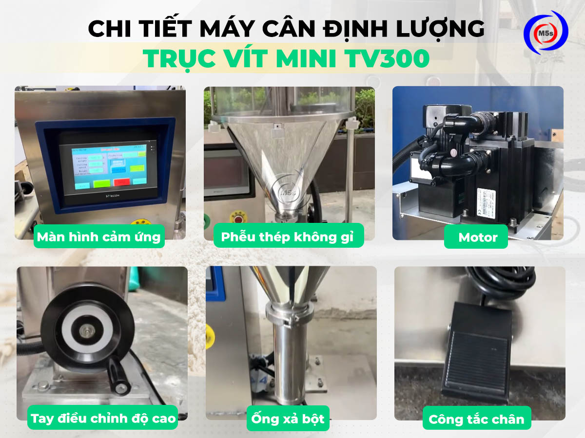 Chi tiết các bộ phận của cân định lượng trục vít TV300 Chi tiết các bộ phận của cân định lượng trục vít TV300