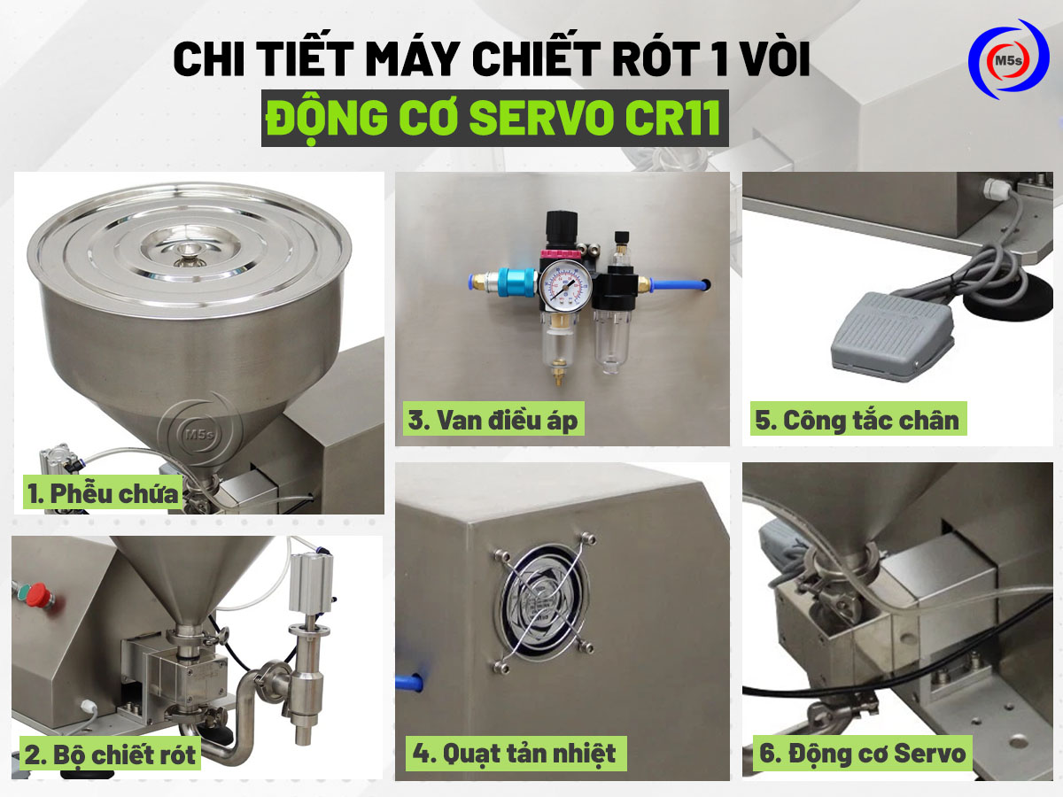 máy chiết rót động cơ servo 1 vòi CR11 máy chiết rót động cơ servo 1 vòi CR11