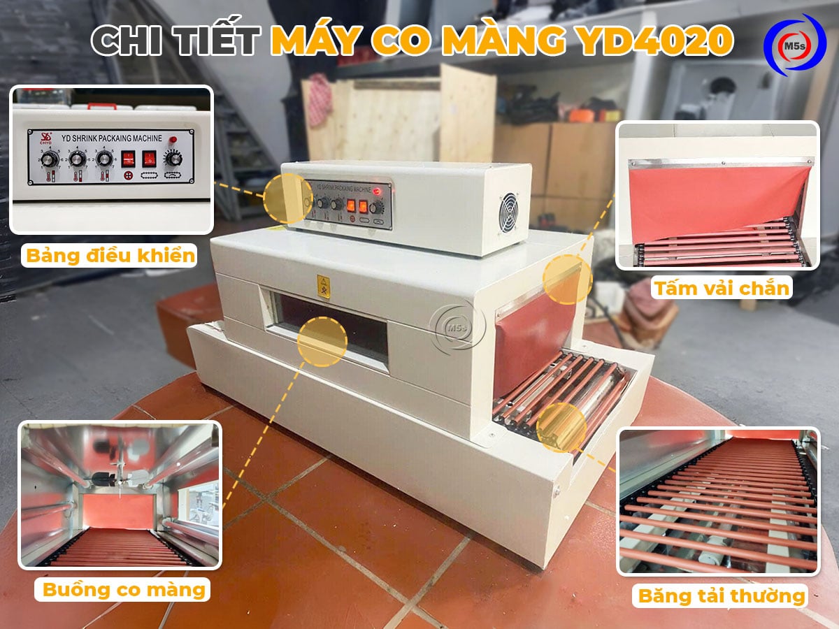 Chi tiết các bộ phận của máy co màng YD4020 Chi tiết các bộ phận của máy co màng YD4020