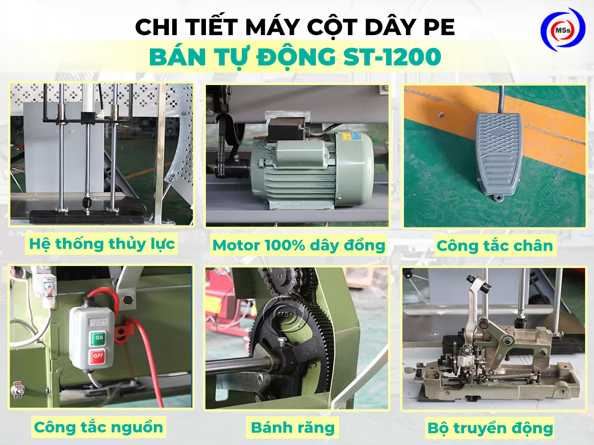 Chi tiết máy buộc dây PE bán tự động ST-1200 Chi tiết máy buộc dây PE bán tự động ST-1200