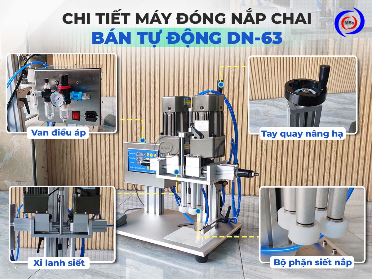 Chi tiết máy đóng nắp chai bán tự động DN-63 Chi tiết máy đóng nắp chai bán tự động DN-63