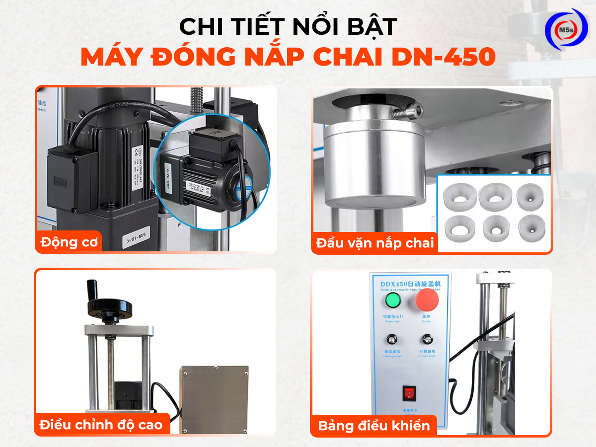 chi tiết nổi bật máy đóng nắp chai DN-450 chi tiết nổi bật máy đóng nắp chai DN-450