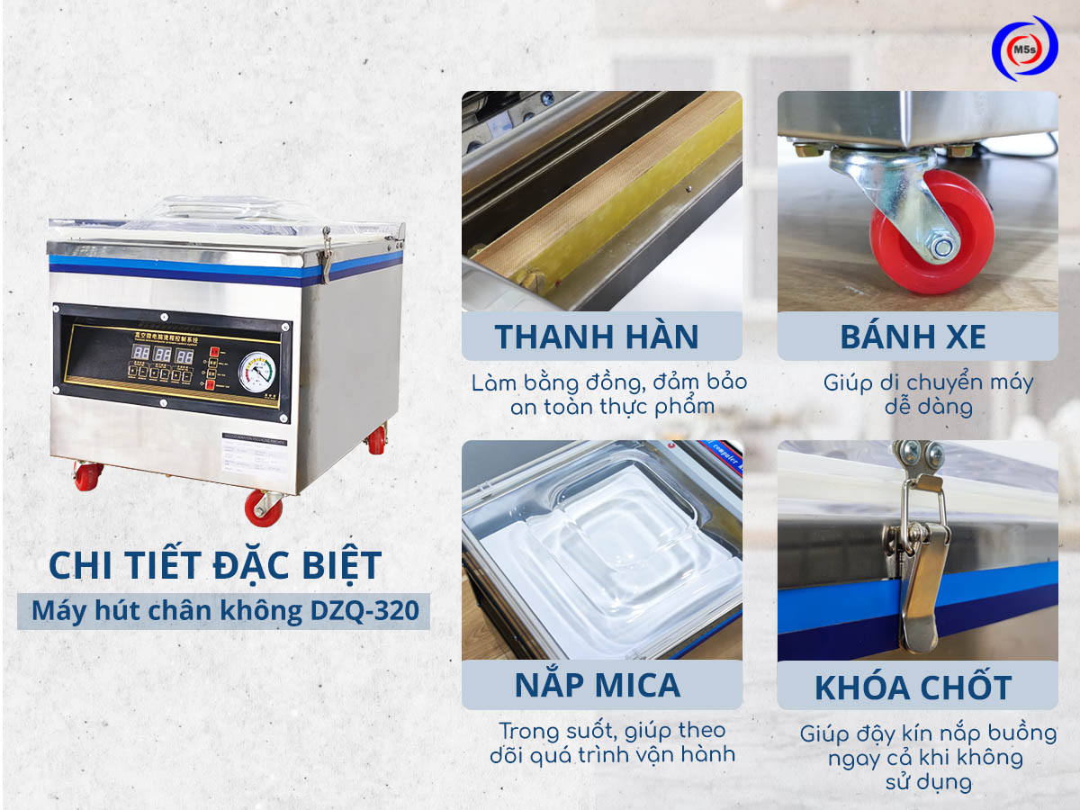 Máy hút chân không bánh chưng bán công nghiệp DZQ320 Máy hút chân không bánh chưng bán công nghiệp DZQ320