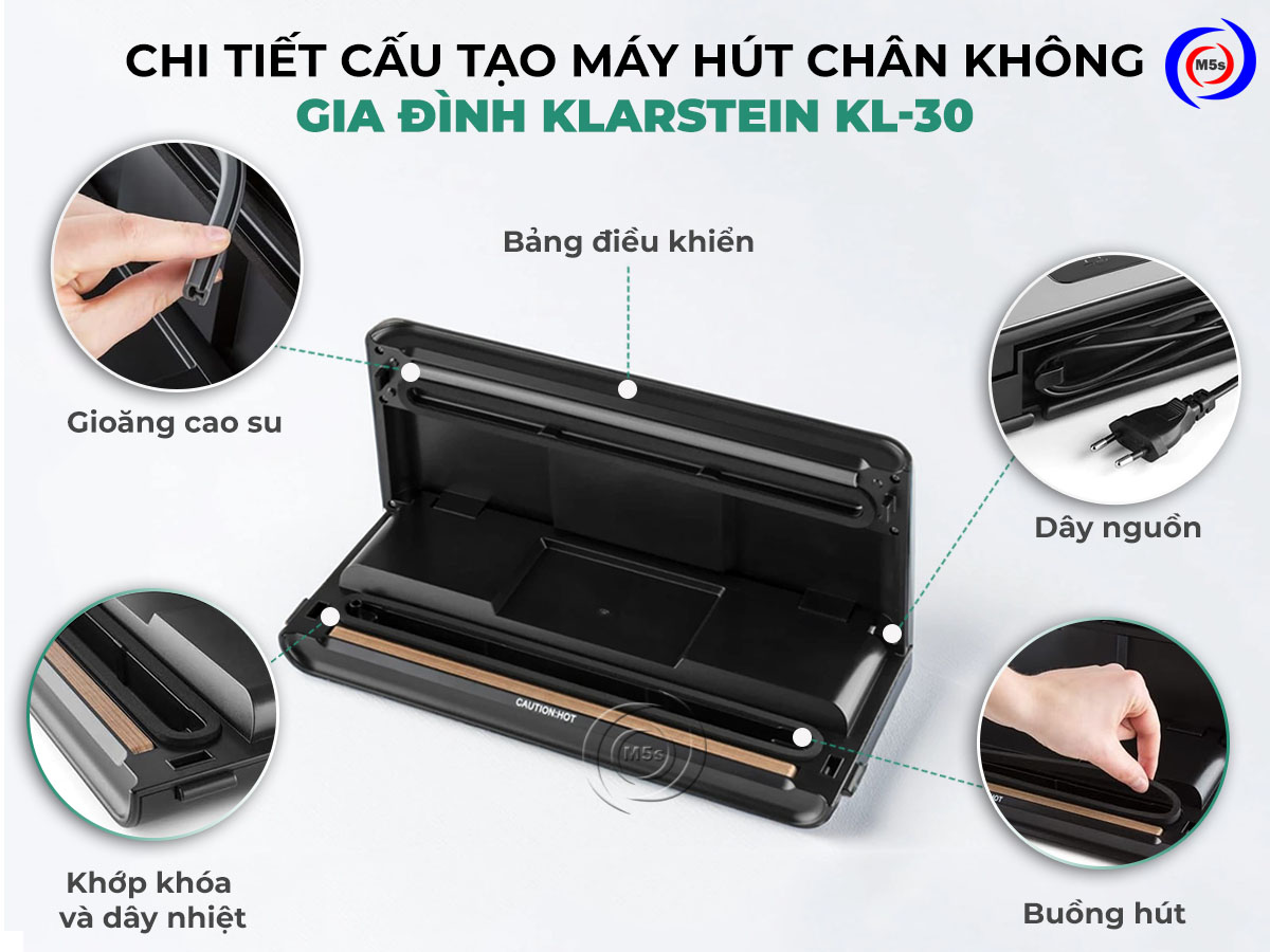 Cấu tạo của máy hút chân không gia đình Klarstein KL-30 Cấu tạo của máy hút chân không gia đình Klarstein KL-30