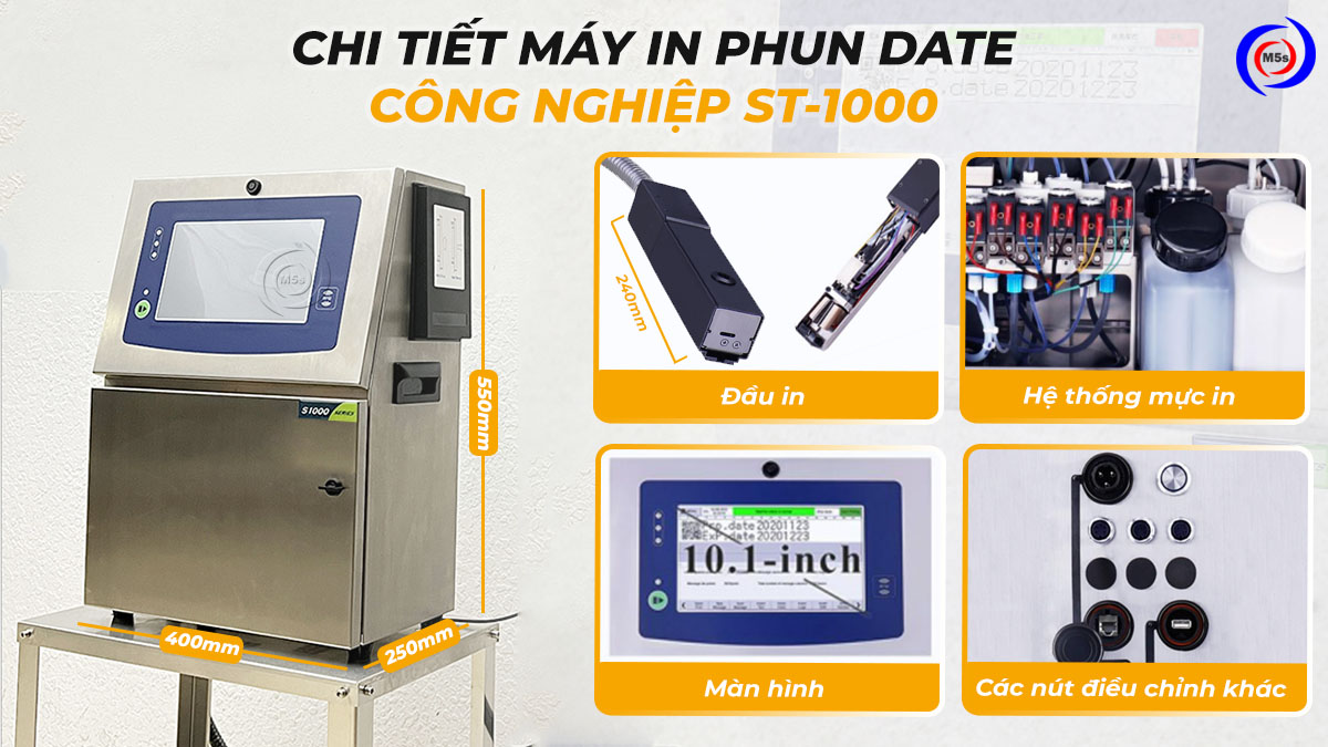 Máy in date code công nghiệp ST-1000 Máy in date code công nghiệp ST-1000