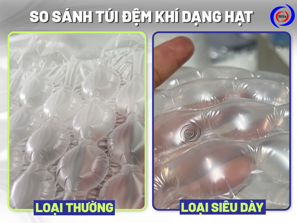so sánh túi đệm khí loại thường và loại siêu dày so sánh túi đệm khí loại thường và loại siêu dày