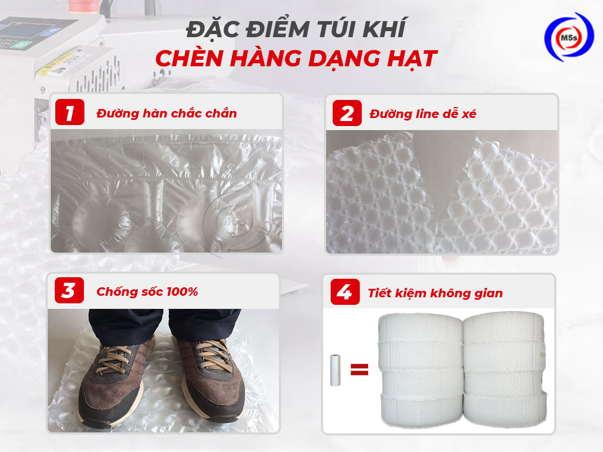 Túi khí chèn hàng thùng carton dạng hạt Túi khí chèn hàng thùng carton dạng hạt