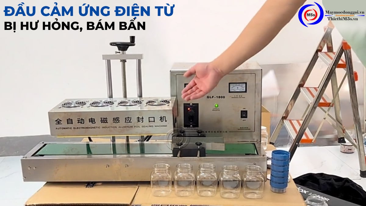 Đầu cảm ứng điện từ máy dán màng seal bị hư Đầu cảm ứng điện từ máy dán màng seal bị hư