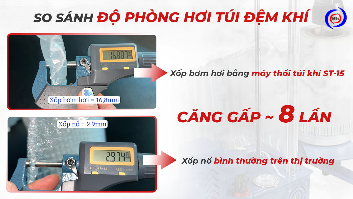 Độ phồng hơi túi đệm khí Độ phồng hơi túi đệm khí
