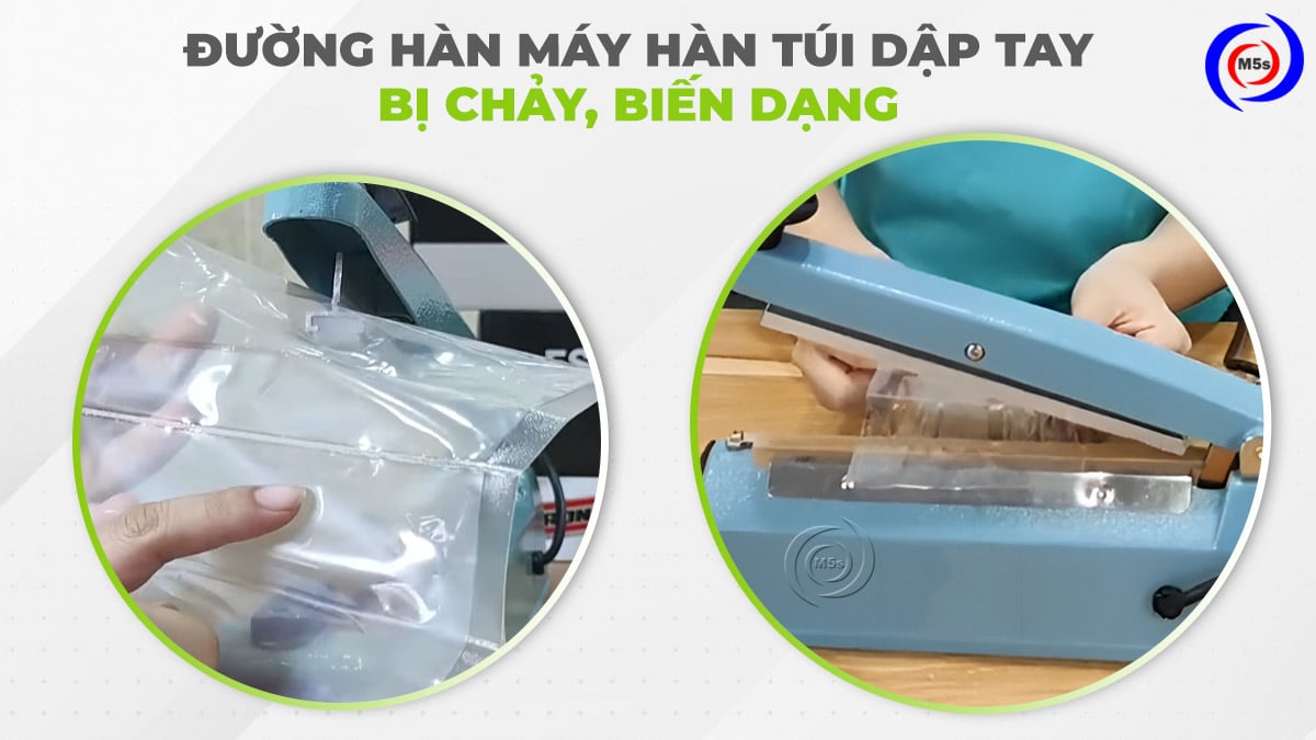 đường hàn miệng túi bị biến dạng đường hàn miệng túi bị biến dạng