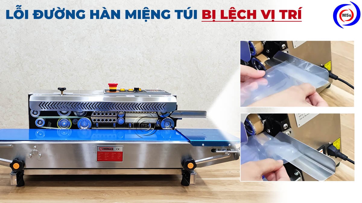 Lỗi đường hàn trên miệng túi bị lệch vị trí Lỗi đường hàn trên miệng túi bị lệch vị trí