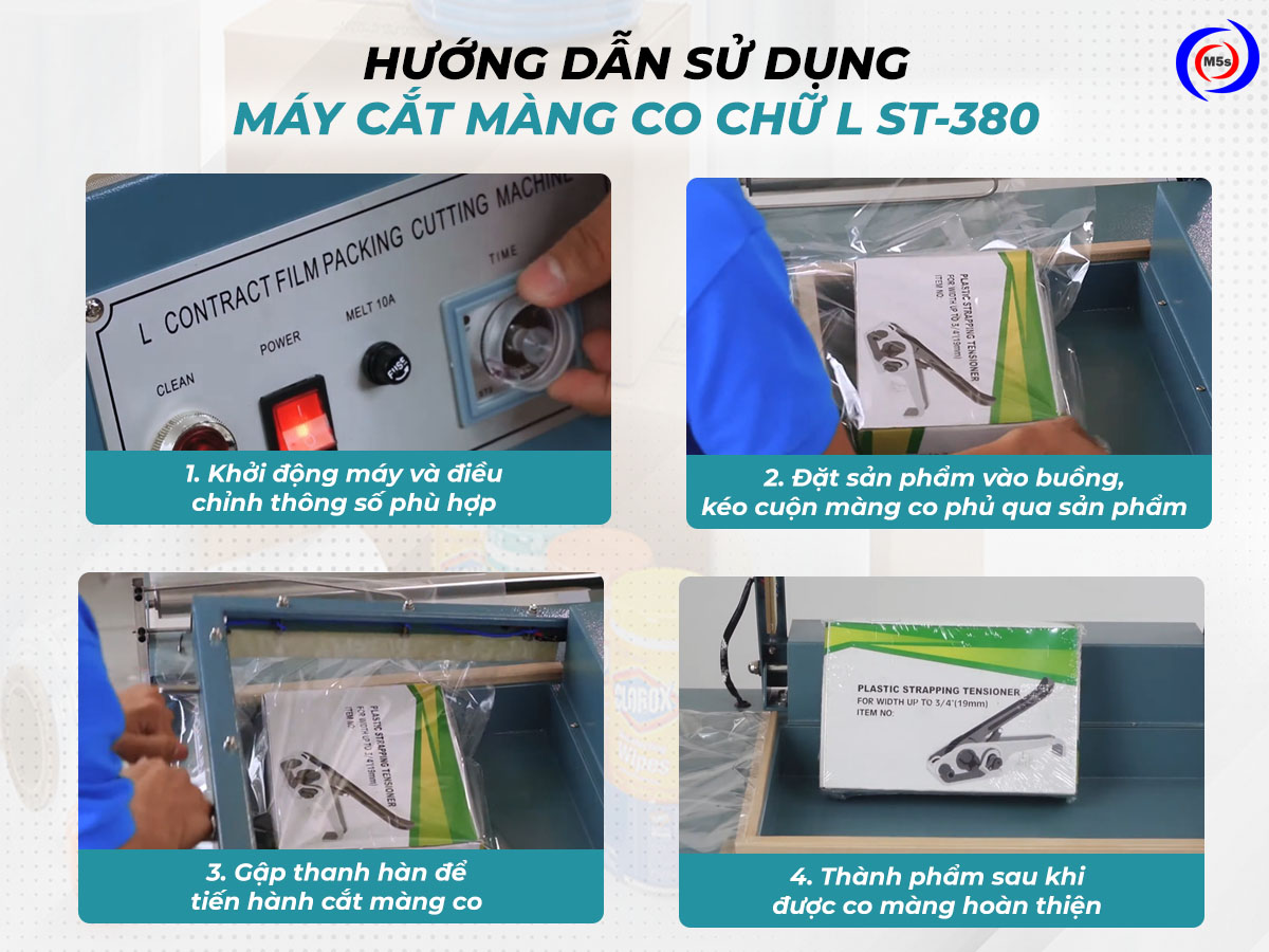 Sử dụng máy cắt màng co chữ L ST-380 Sử dụng máy cắt màng co chữ L ST-380