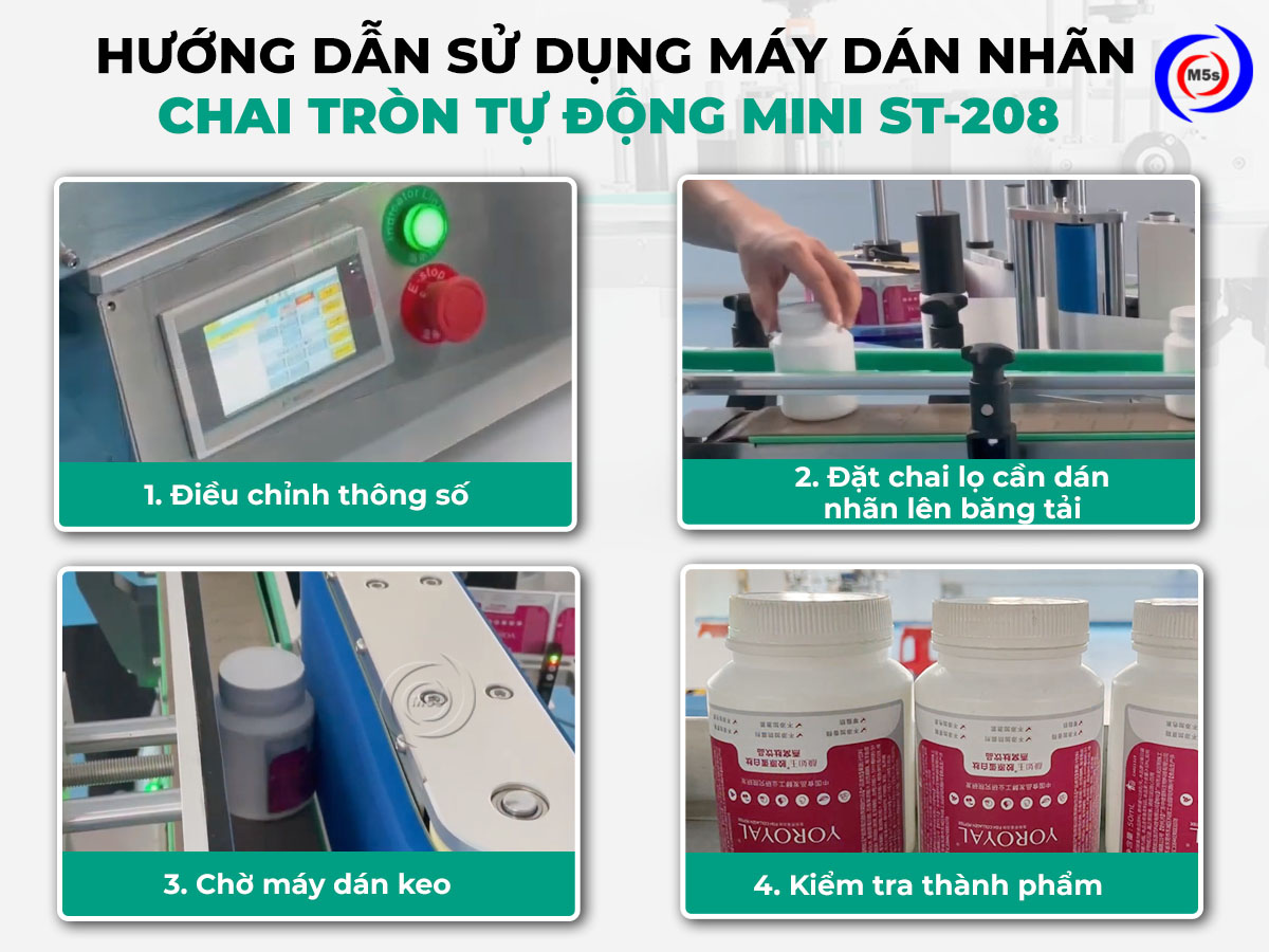 sử dụng máy dán nhãn chai tròn tự động mini ST-208 sử dụng máy dán nhãn chai tròn tự động mini ST-208