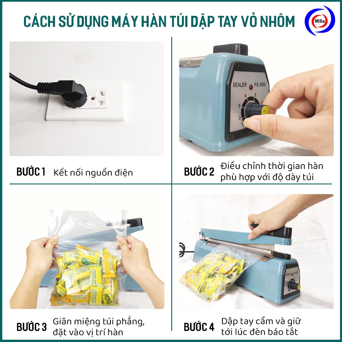 Cách sử dụng máy hàn miệng túi mini dập tay Cách sử dụng máy hàn miệng túi mini dập tay