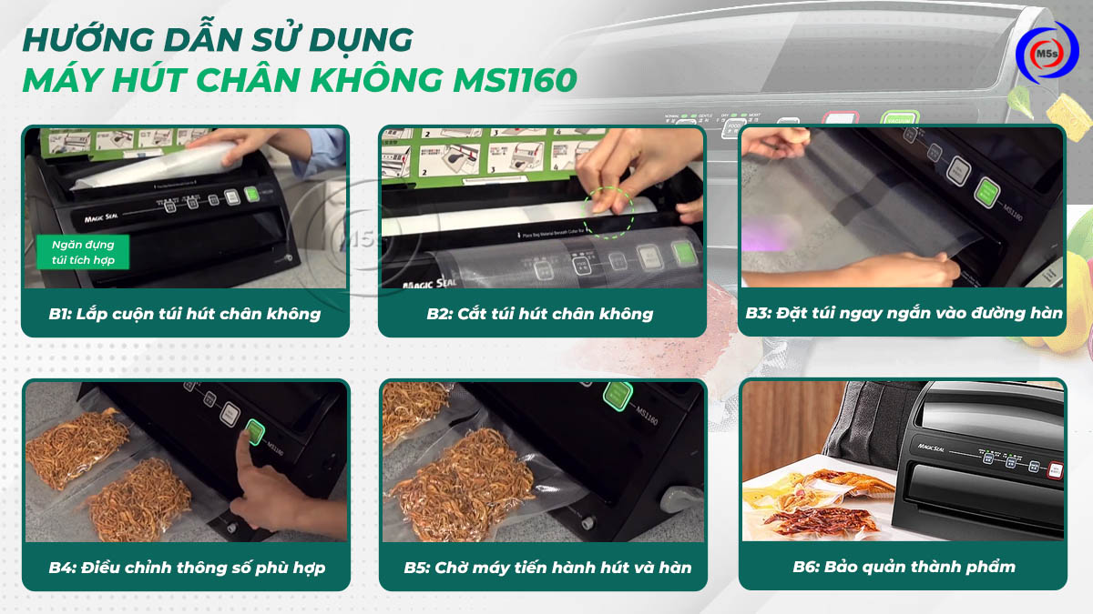 Cách sử dụng máy hút chân không thực phẩm MS1160 Cách sử dụng máy hút chân không thực phẩm MS1160