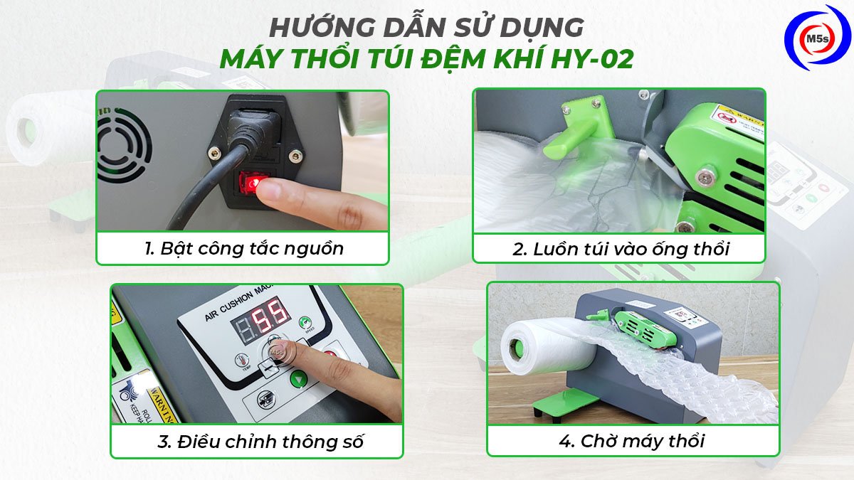 cách sử dụng máy thổi túi khí HY-02 cách sử dụng máy thổi túi khí HY-02
