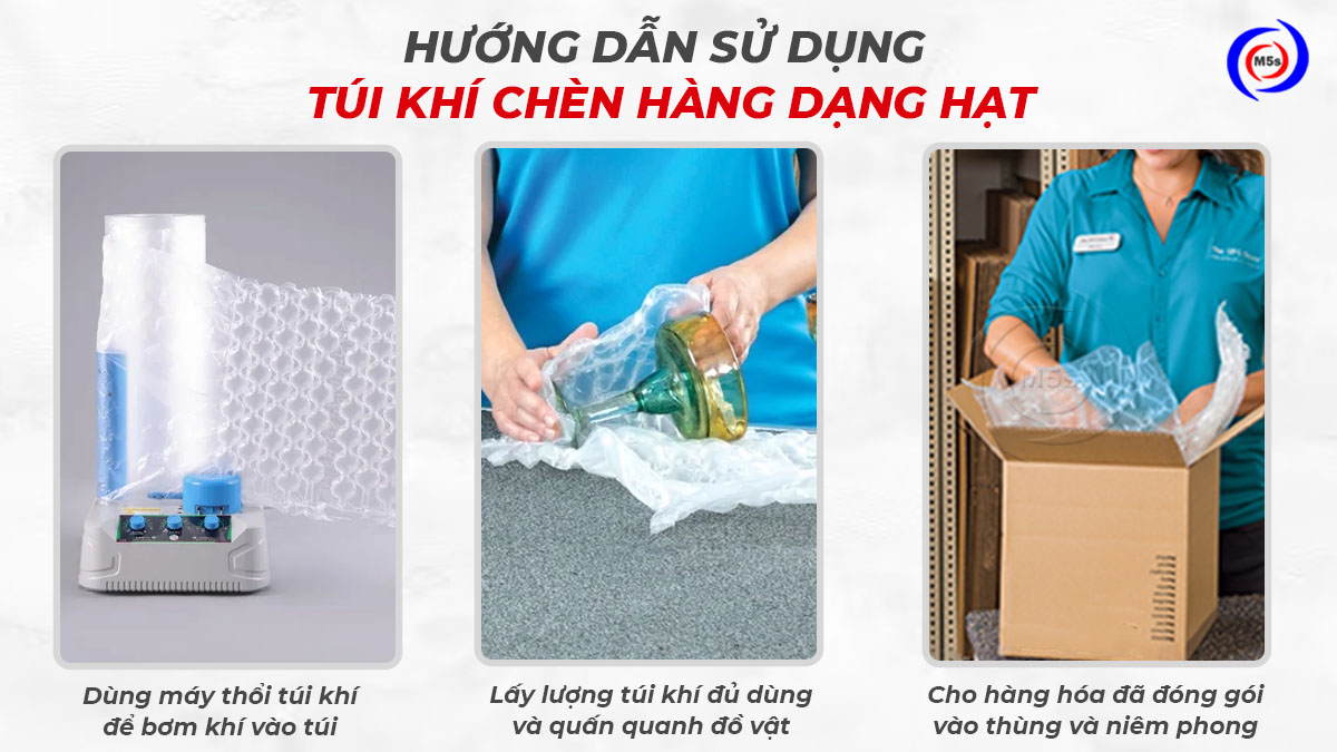 Túi khí chèn hàng thùng carton dạng hạt Túi khí chèn hàng thùng carton dạng hạt