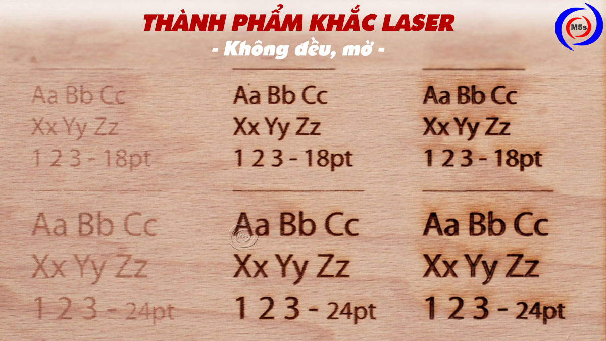 Thành phẩm khắc laser không đều, mờ Thành phẩm khắc laser không đều, mờ
