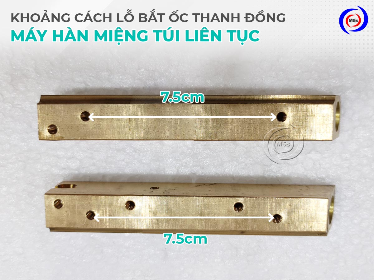 Khoảng cách lỗ bắt ốc của thanh đồng của máy hàn miệng túi liên tục Khoảng cách lỗ bắt ốc của thanh đồng của máy hàn miệng túi liên tục