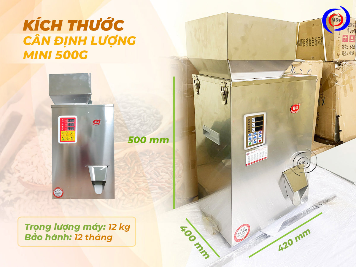 Kích thước máy cân định lượng 500g Kích thước máy cân định lượng 500g