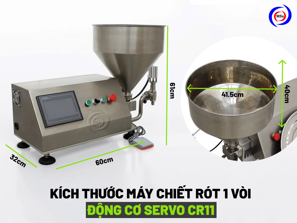 Kích thước máy chiết rót 1 vòi CR11 Kích thước máy chiết rót 1 vòi CR11