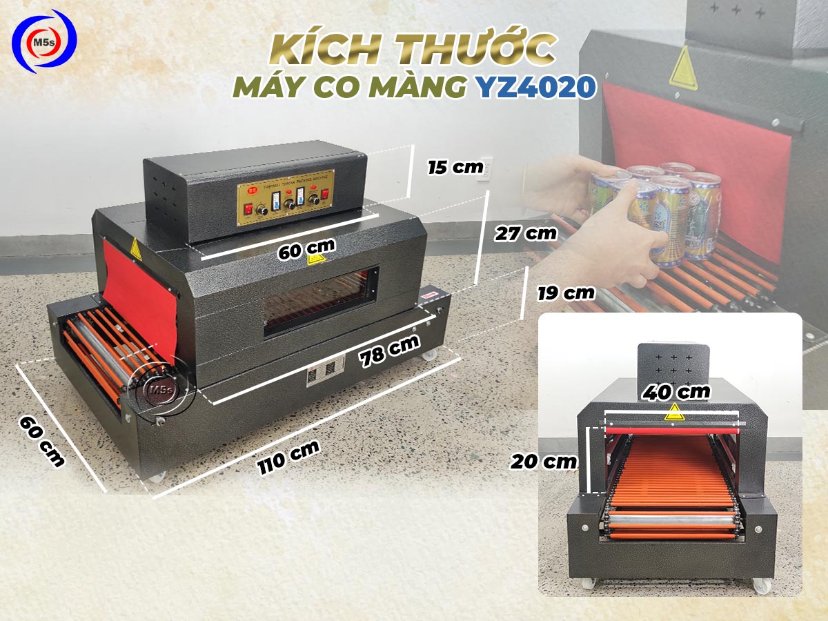 Kích thước máy co màng YZ-4020 Kích thước máy co màng YZ-4020