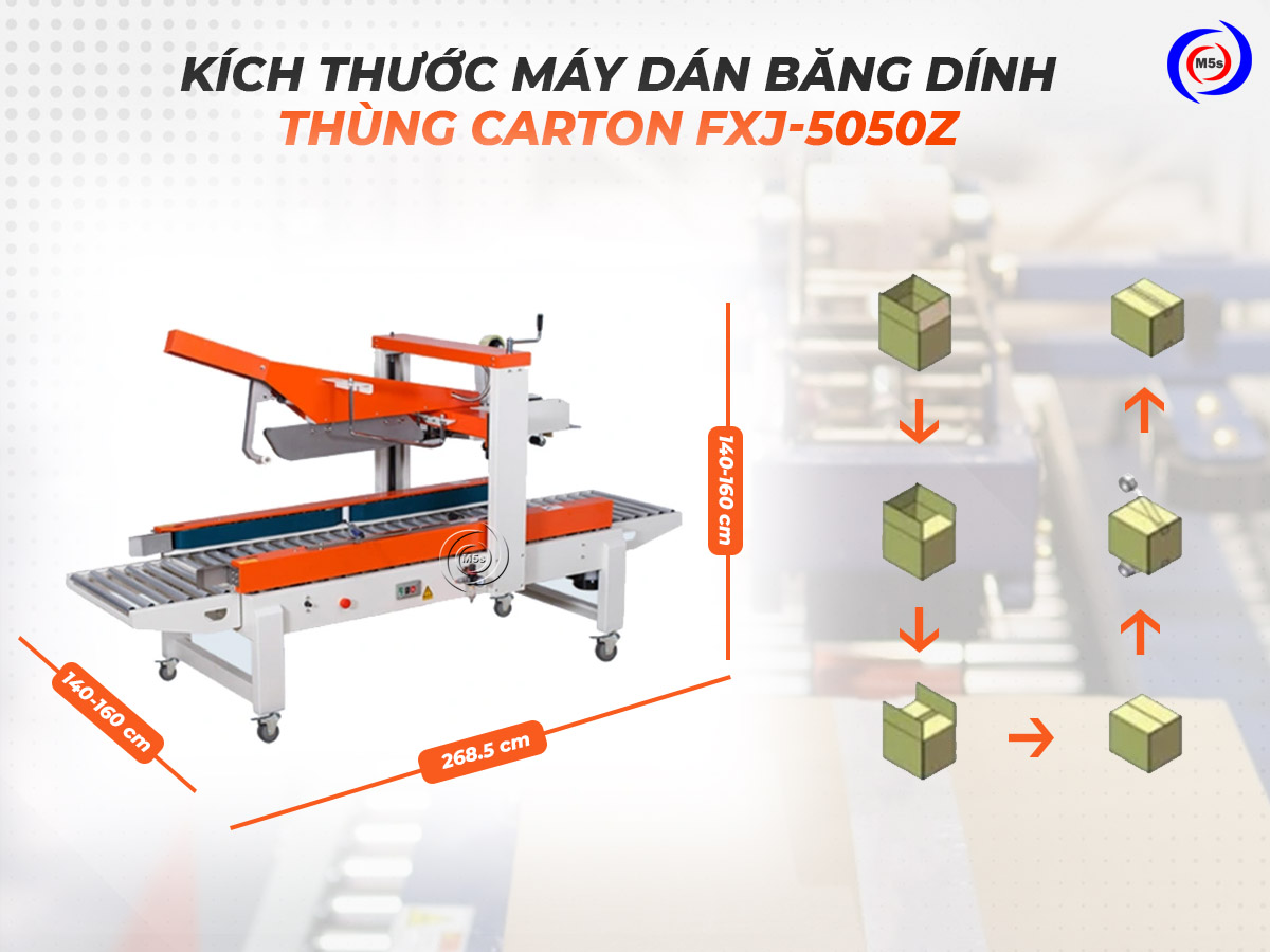 Kích thước máy dán thùng carton tự động FXJ-5050Z Kích thước máy dán thùng carton tự động FXJ-5050Z