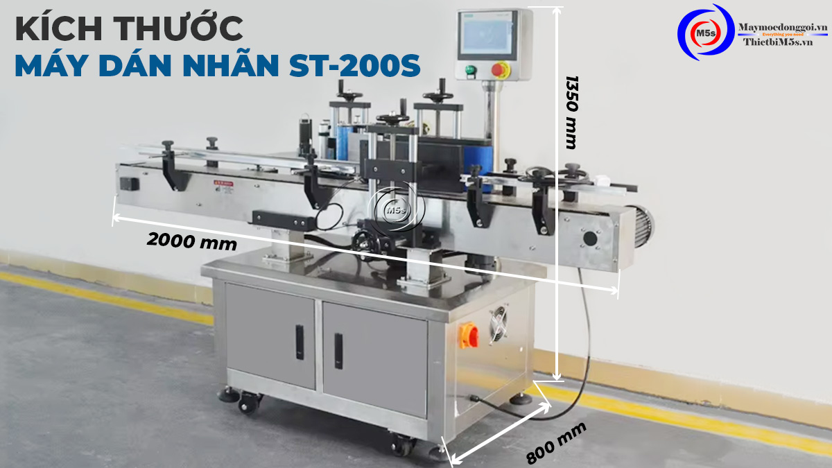 Kích thước máy dán nhãn decal tự động ST-200S Kích thước máy dán nhãn decal tự động ST-200S